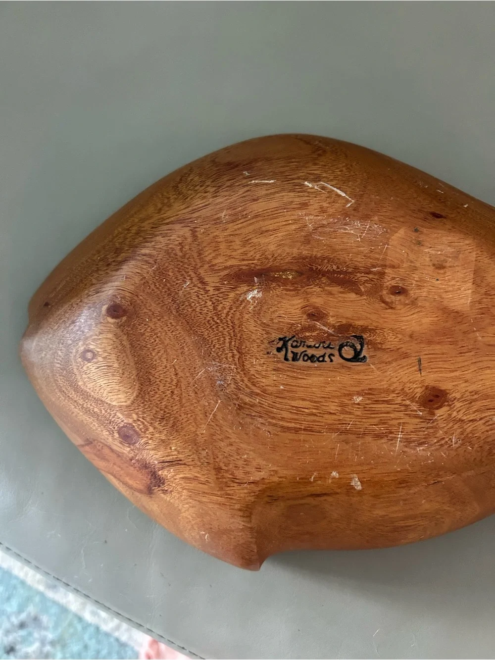 Kamari Woods Hand-Carved Monkey Pod Wood Fish Bowl - Brown